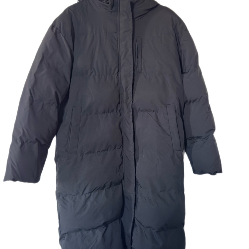SHEIN Black Long Hooded Puffer Coat